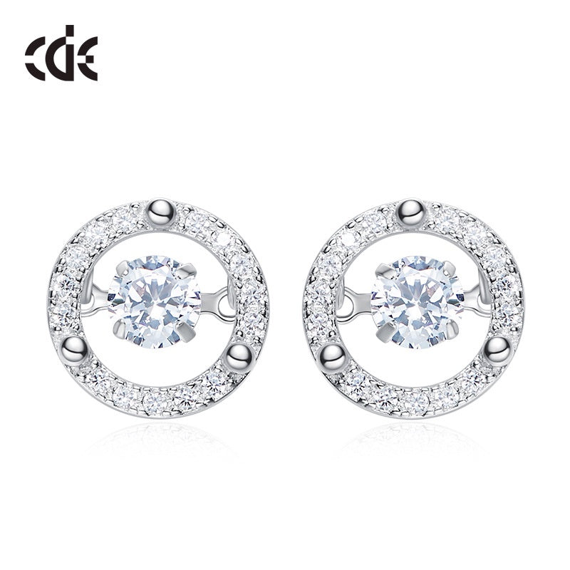 Sterling silver shiny circular dancing crystal earring - CDE Jewelry Egypt